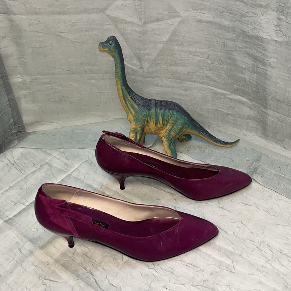 Proxy Michael G Abrams Co Purple Leather Vintage Heels | 7.5 B - Picture 5 of 16